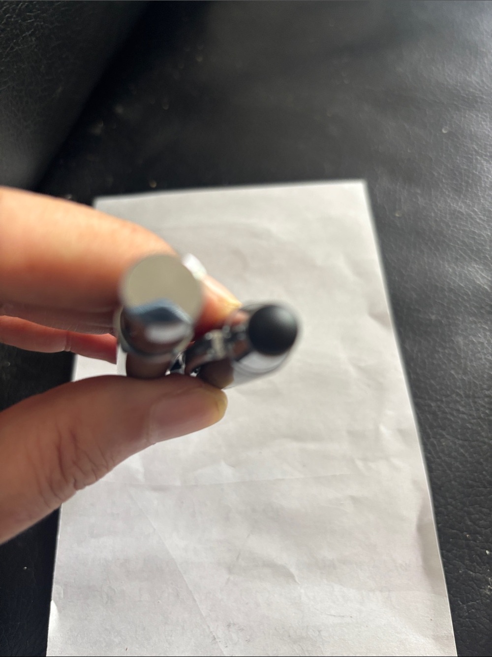 Black Carbon Fiber Ballpoint Pen with Silver Accents - Picture 5 of 7